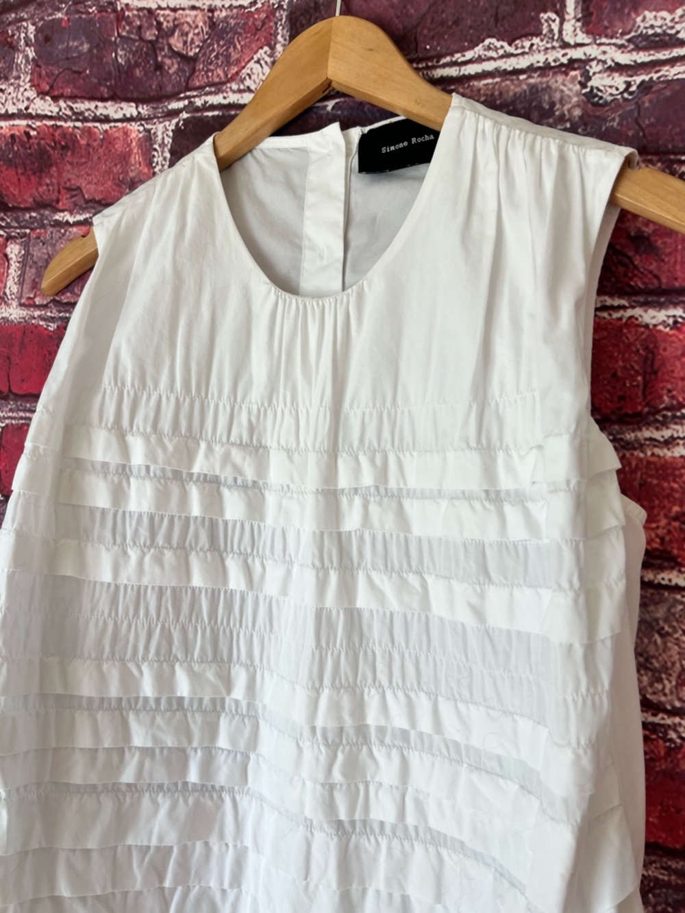 Simone Rocha White Ruffled Sleeveless Blouse - Picture 2 of 6